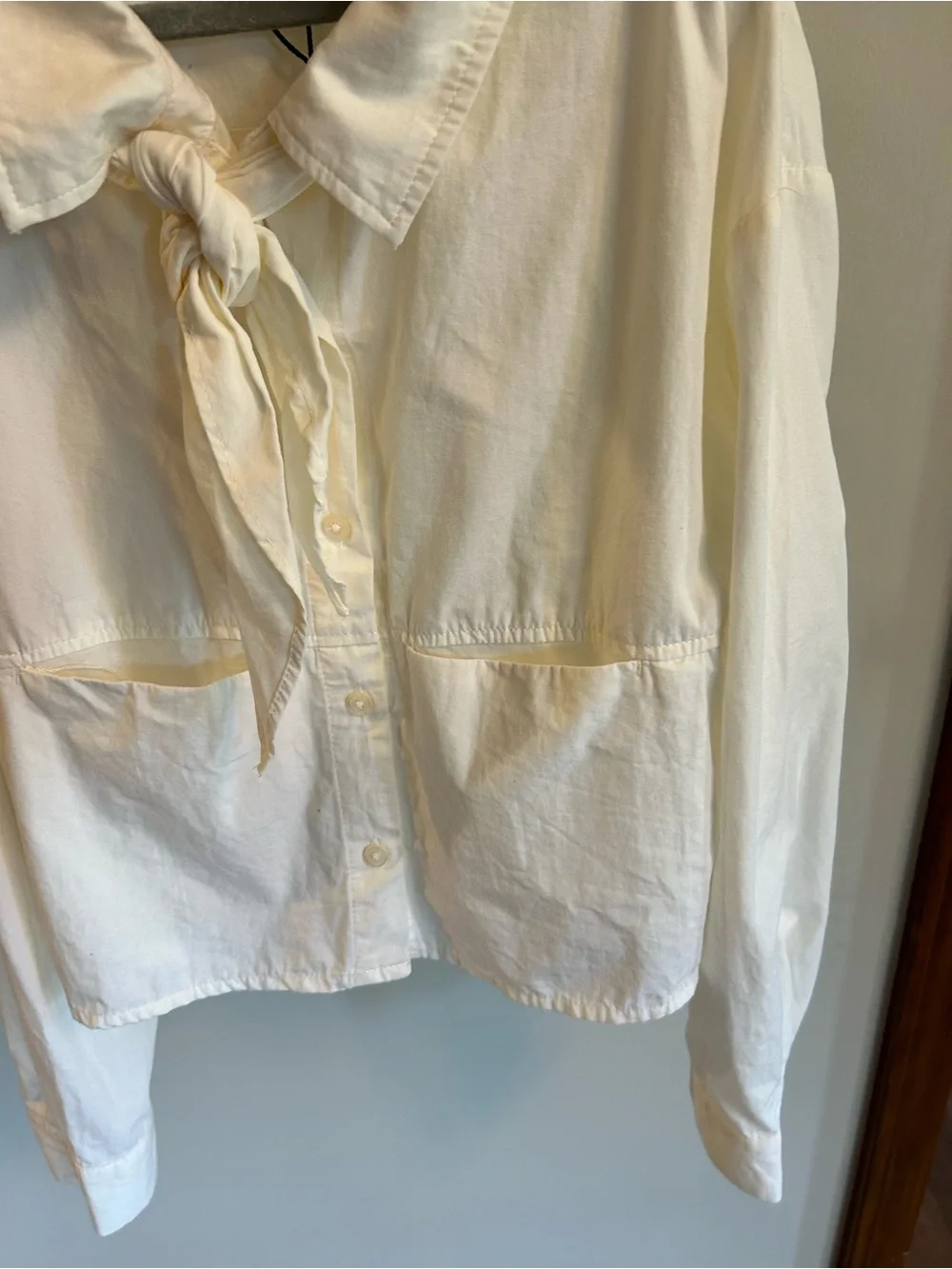 Zara Cream Cropped Button Down Shirt 11 / 12